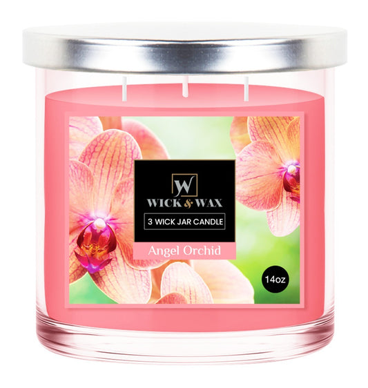 . Case of [12] 3-Wick Jar Candles - Angel Orchid, 14 oz. .