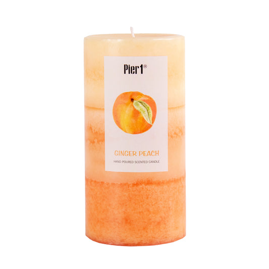 Pier 1 Ginger Peach 3x6 Layered Pillar Candle - Decor44